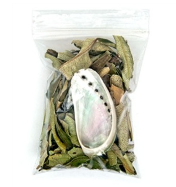 Yerba Santa Leaves & Mini Abalone Set - 3x4 Bag