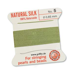 Griffin Silk Size No. 5  Jade Green 2 Meters with Needle
