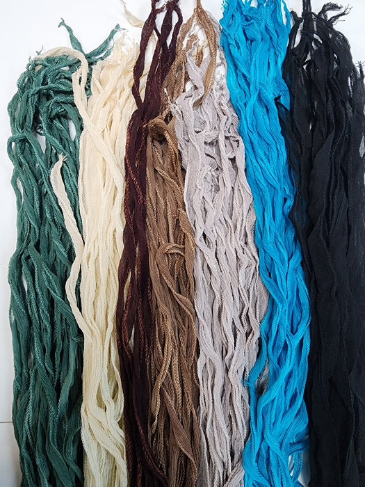 Silk Strands Hand-Dyed and Stitched 40"-42" Long