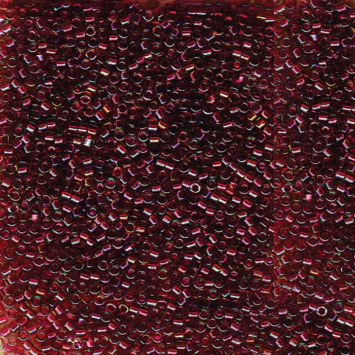 Miyuki Delica 11/0 cranberry lined chartreuse AB (DB1748)