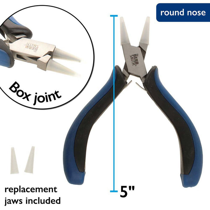 NYLON ROUND NOSE PLIER BLACK/BLUE ERGO HANDLES