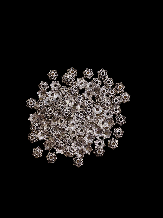 2mmx7mm Flower pewter bead caps