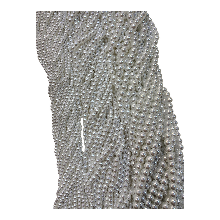 White Glass Pearl Bead Strands 15"