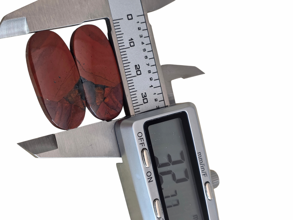 Deep red jasper cabochon pair ovals
