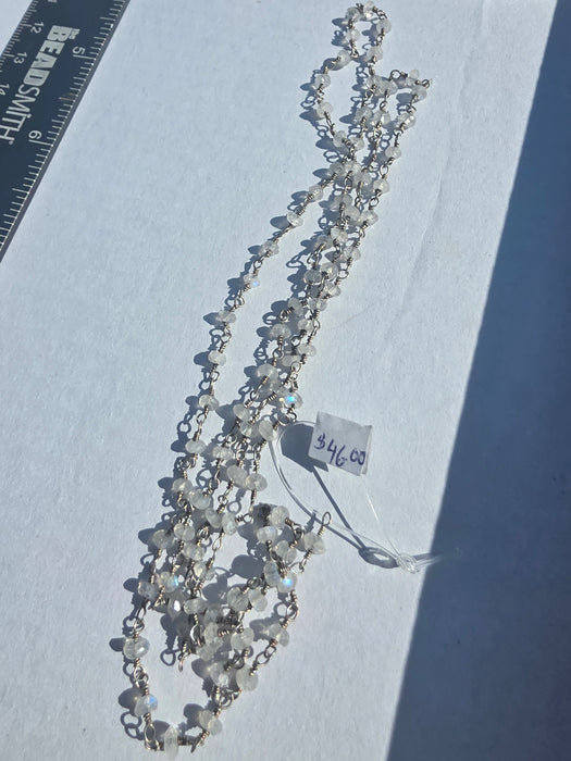 Sterling chain rainbow moonstone