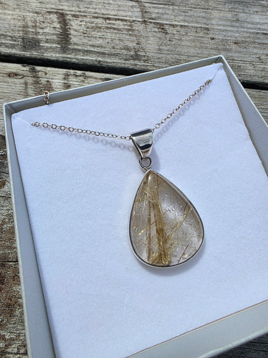 Golden Rutile Quartz Pendant on chain