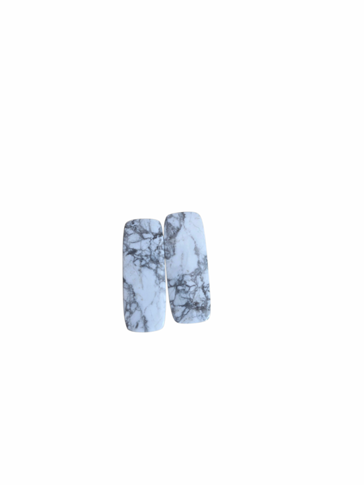 Howlite rectangle cabochon pair