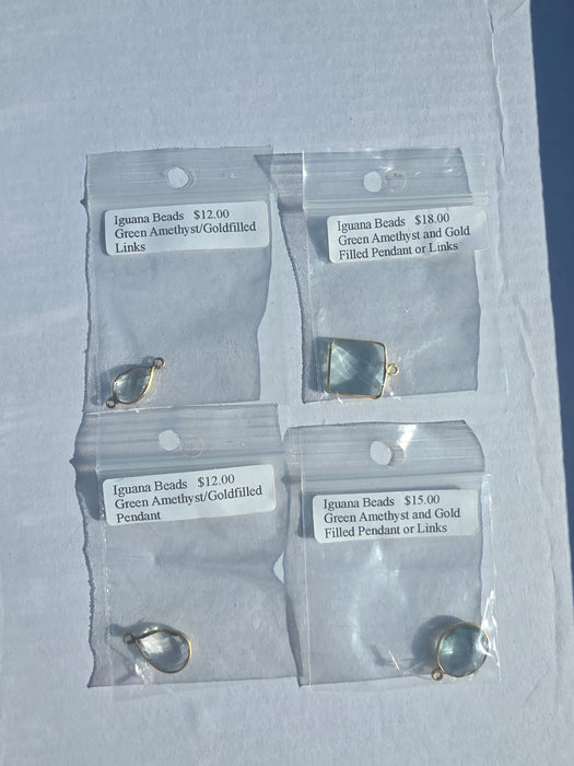 4pc green amethyst gold filled