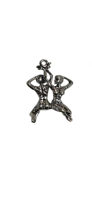 Sterling Silver Charm, Gemini 3D