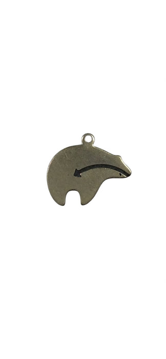 Sterling Silver Charm, Bear with Heart Line