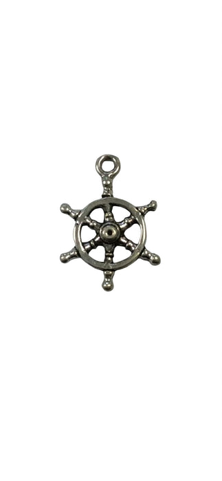 Sterling Silver Charm, Ship Wheel (Helm) 3D