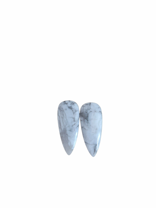 Howlite teardrop cabochon pair