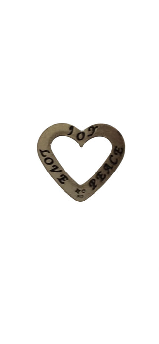 Sterling Silver Charm, Heart with words Love Joy Peace