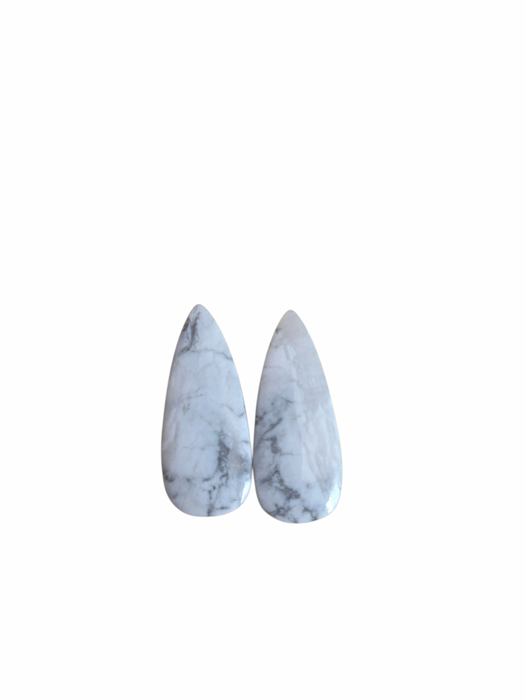 Howlite teardrop cabochon pair
