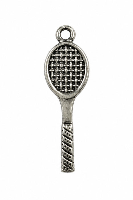 Sterling Silver Charm, Racket 3D