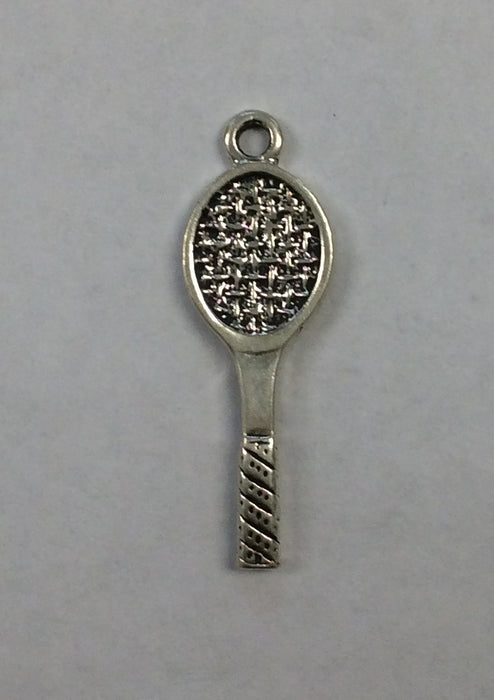 Sterling Silver Charm, Racket 3D