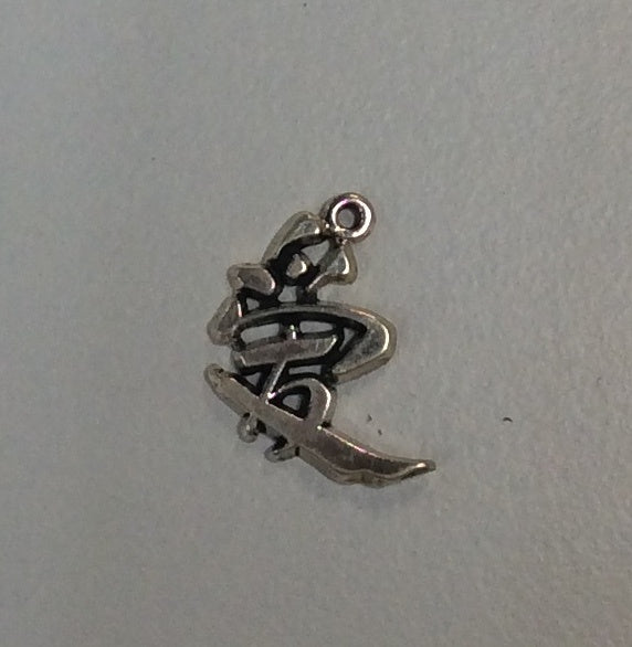 Sterling Silver Charm, Chinese Character for Long Life