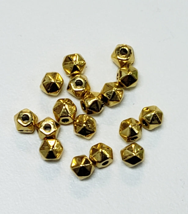 Pewter Spacer Beads Gold tone faceted 5mm