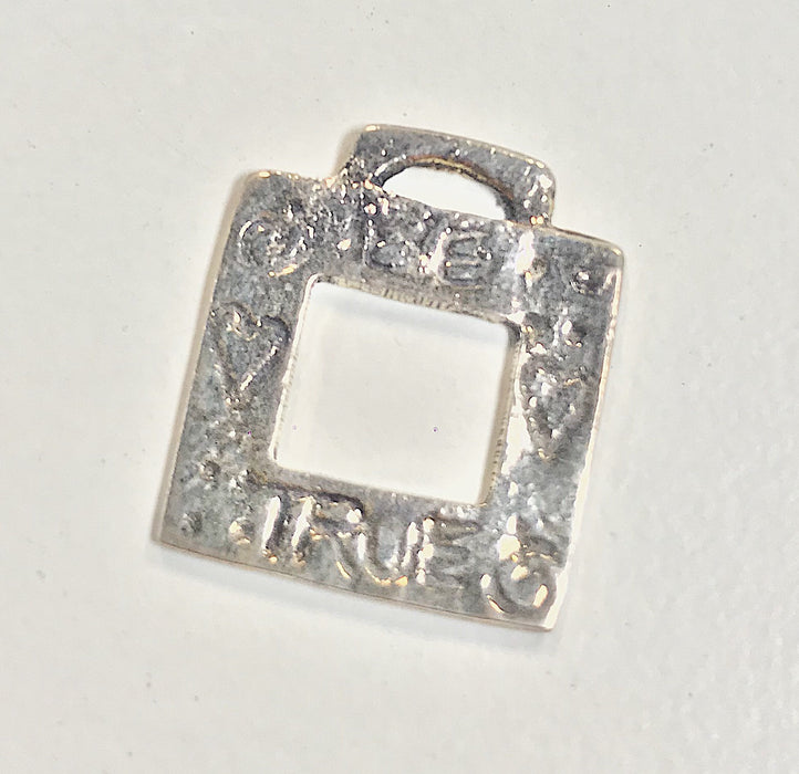 Sterling Silver Charm, Square with words Be True