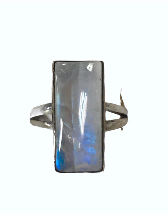 Rainbow Moonstone Sterling Silver Ring