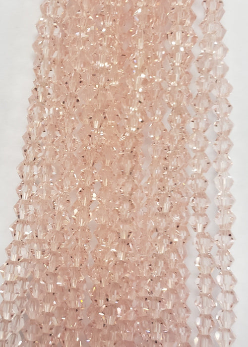 4MM BICONE CRYSTAL STRAND 17" - PINK SILK