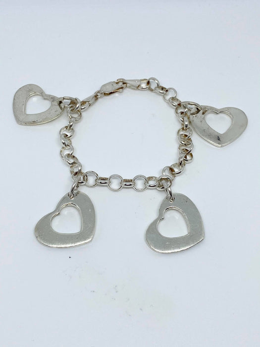 Sterling Silver Hearts Charm Bracelet Chain