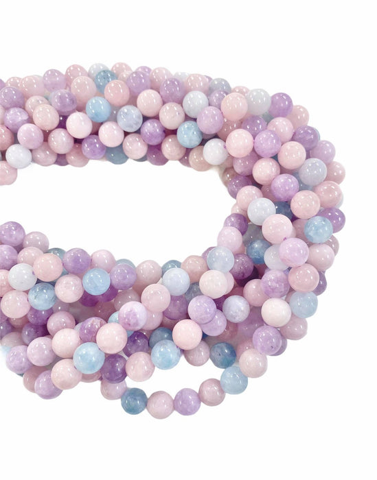 8mm Rose Quartz, Lavender Amethyst and Aquamarine Round 16" Strand