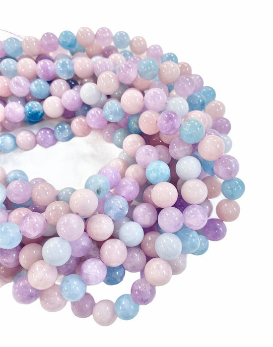 10mm Rose Quartz, Lavender Amethyst and Aquamarine Round 16" Strand