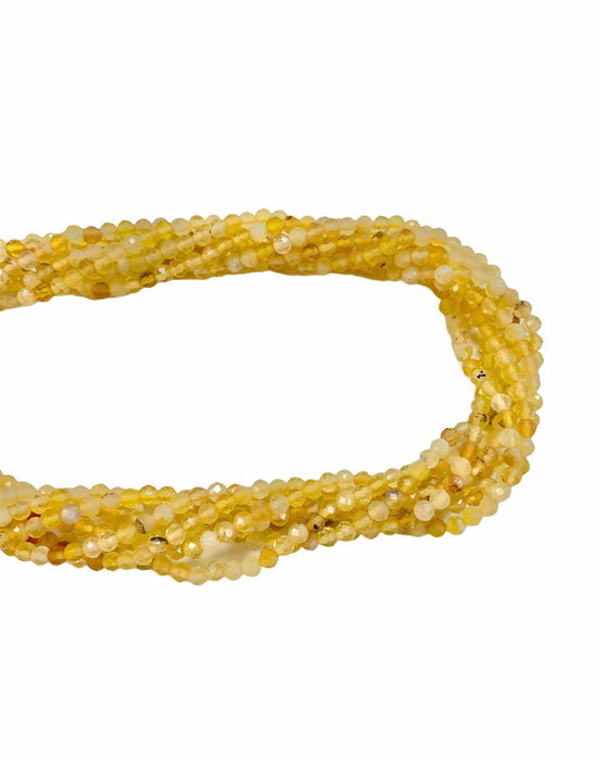 3mm Microfaceted Yellow Opal Bead Strand 16"