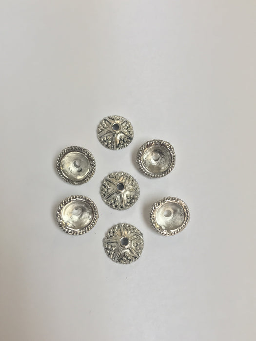 Pewter Bead Caps Bali Style 10mm