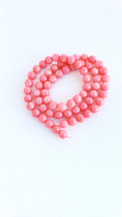 6mm Pink Coral Round 16" Strand