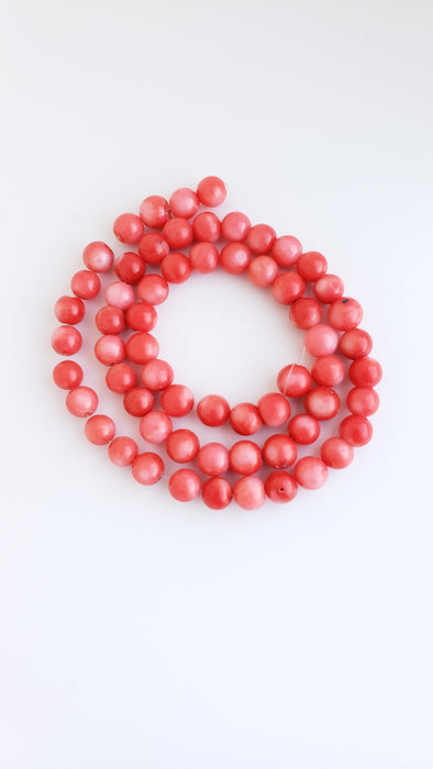 6mm Red Coral Round 14" Strand