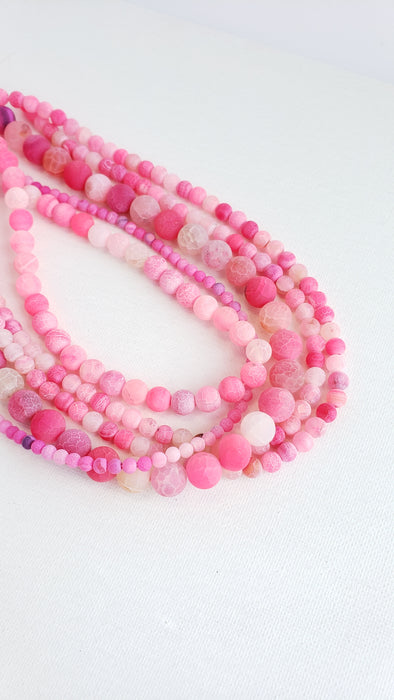 6MM CRACKLE AGATE PINK 16" STRAND