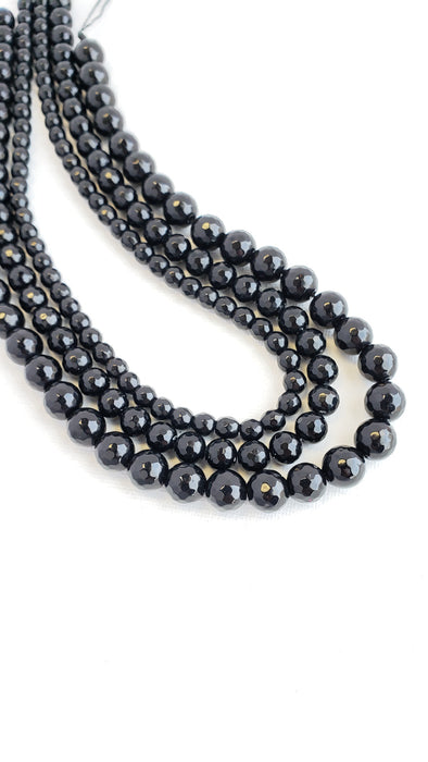 8MM BLACK ONYX FACETED 16" STRAND