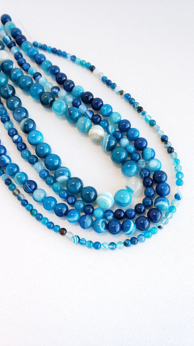 8MM AGATE BLUE DYED 16" STRAND