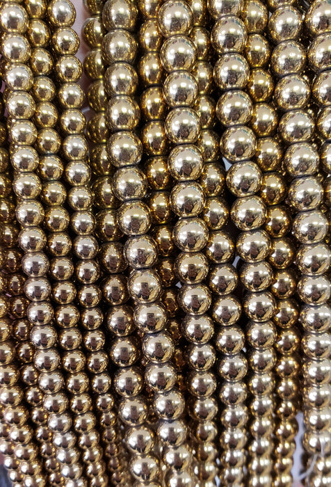 Gold Brass Colour Electroplated Hematite Beads