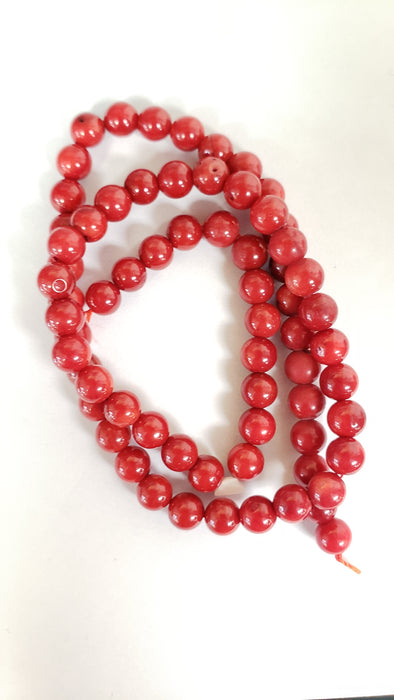Coral 6mm Round Deep Red 15.5" Strand