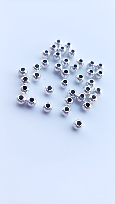 4mm Spacer Beads Round Pewter Seamless