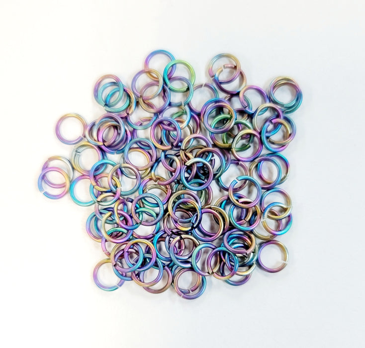 Saw-Cut Anodized Titanium Rainbow Jump Rings 18SWG 3/16" (5.08mm) ID 4.30 AR 100pcs