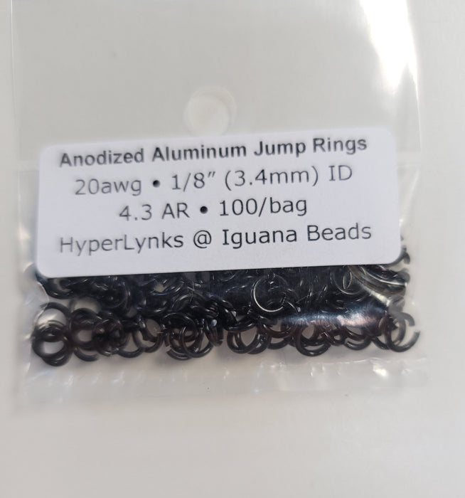 Jump Rings Black 20swg 1/8" ( 3.4mm )ID 4.3AR