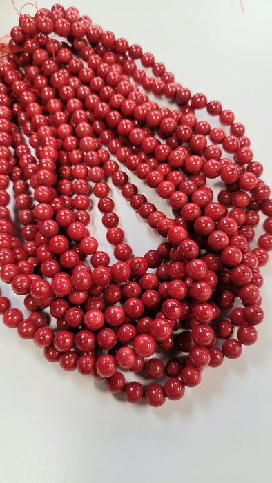 Coral 8mm Round Deep Red 15.5" Strand