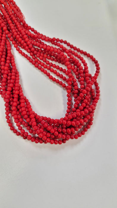 Coral 4mm Round Deep Red 15.5" Strand