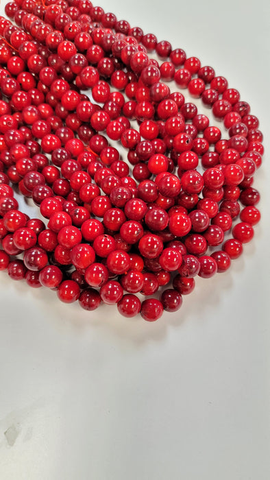 10mm Coral Round Deep Red 15.5" Strand