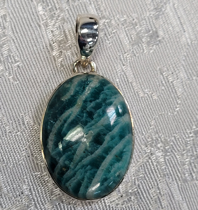 Amazonite Oval Pendant (Sterling Silver