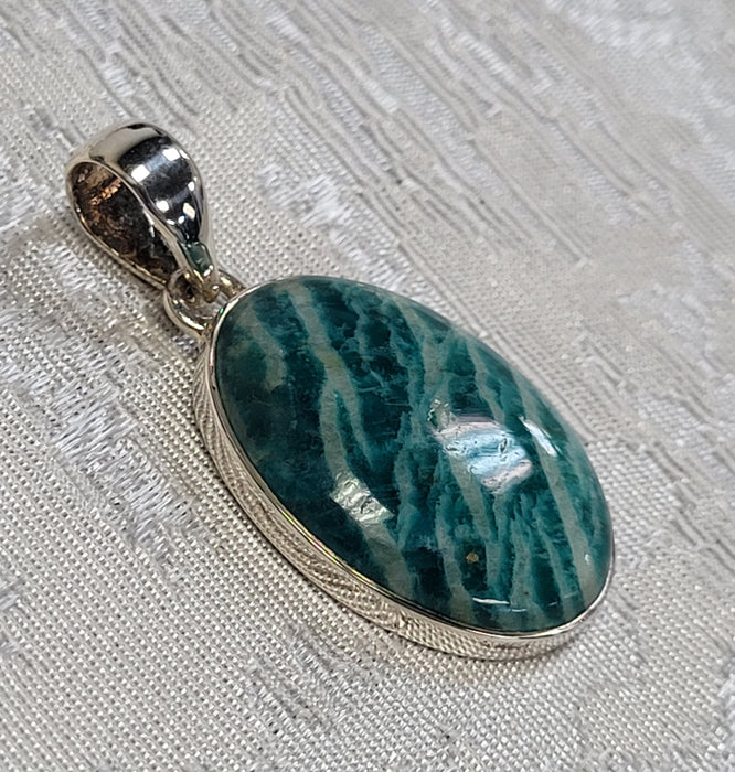 Amazonite Oval Pendant (Sterling Silver