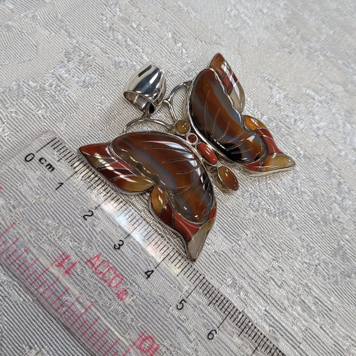 Ocean Jasper Butterfly Pendant (Sterling Silver)