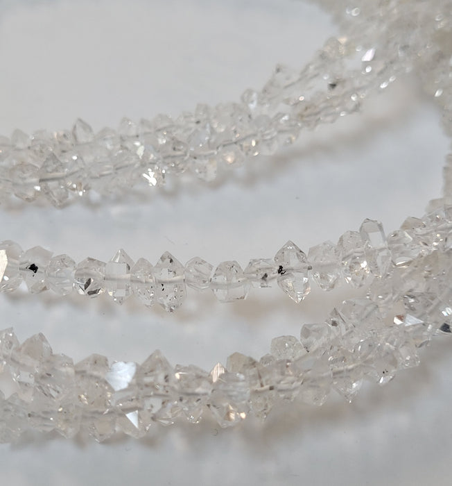 6mm Genuine Herkimer Diamond Double Pointed Bead Strand