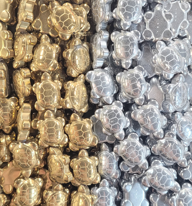 Electroplated Hematite Turtle Beads