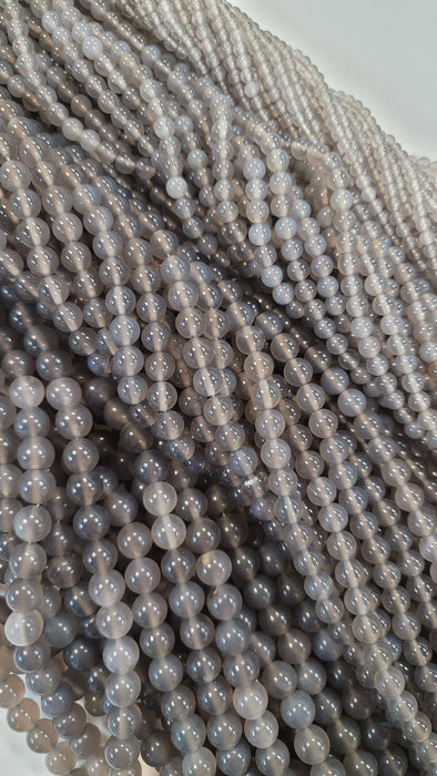 Grey Agate 10mm Round 16" Strand Approx