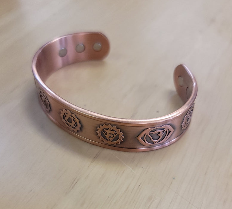 Copper Magnetic Bracelet 7 Chakras - Antiqued copper